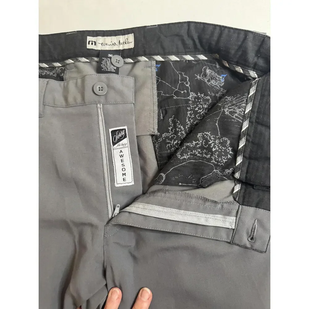 TravisMathew Men’s 36 Performance Stretch Pants‎ Gray Golf Casual Lightweight